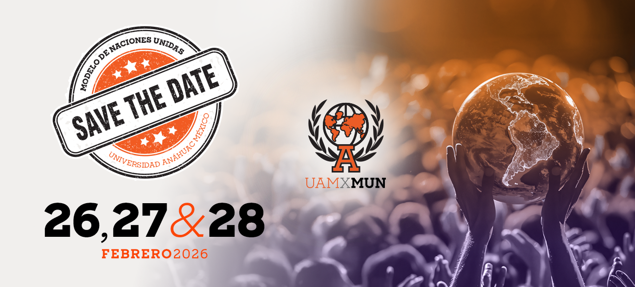 banner Save the Date Modelo de Naciones Unidas de la Universidad Ana╠ühuac Me╠üxico 2026